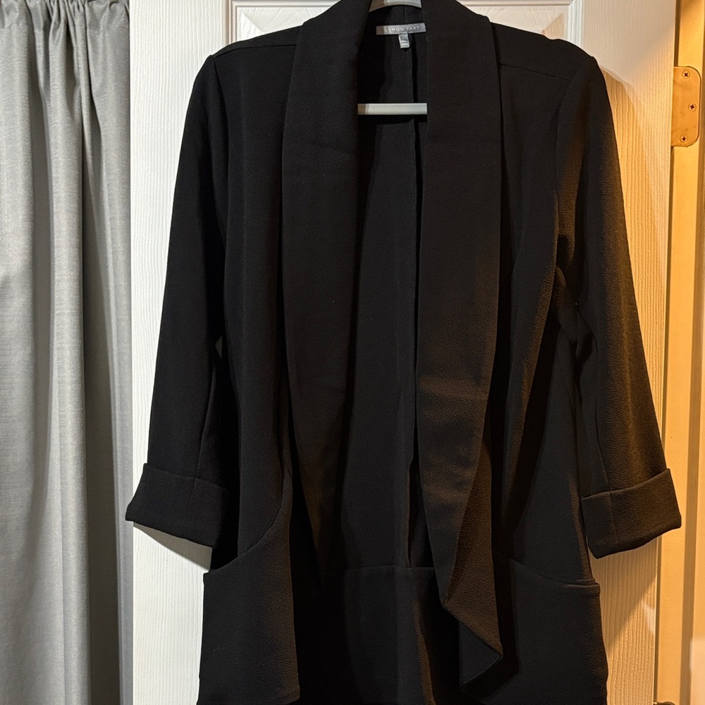 Chic Black Open Front Blazer